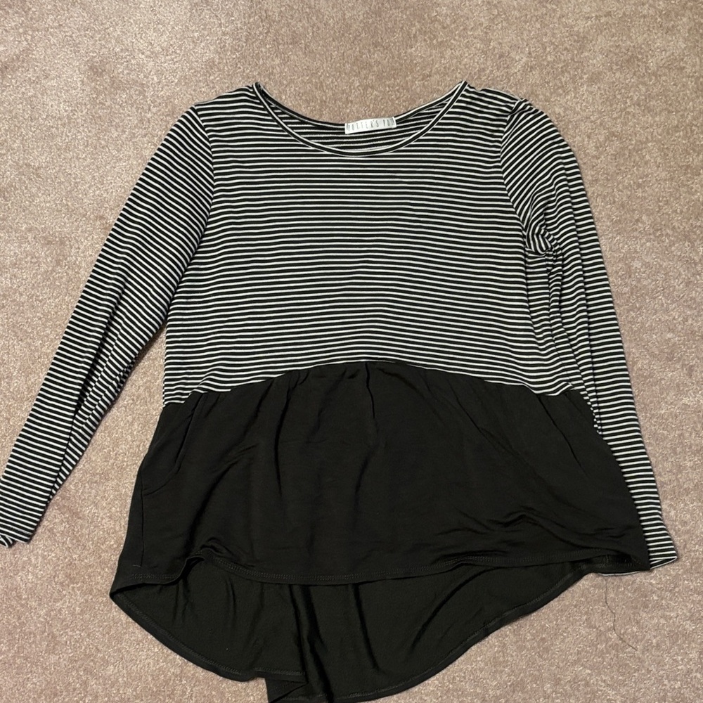 Potter's Pot Black and White Striped Long Sleeve Top